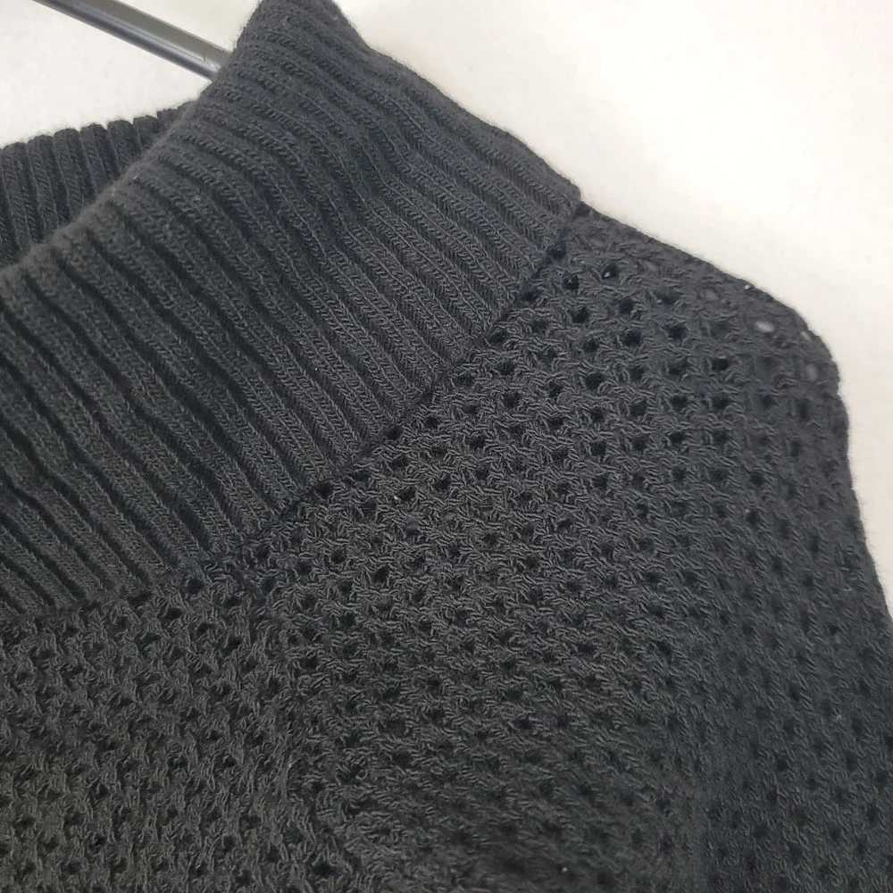 ARDEN B VINTAGE BLACK CROP OPEN KNIT OFF-THE-SHOULDER SWEATER TOP FRANCE SIZE 2
